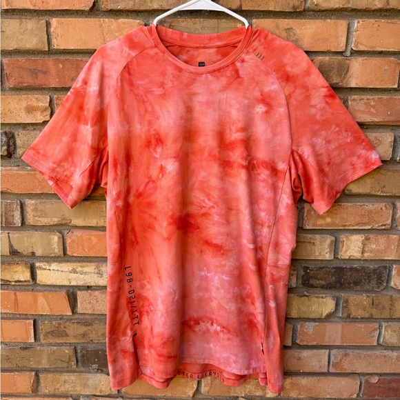lululemon athletica Other - Lululemon “Always Agile” Shirt Men Spray Diamond Dye White Warm Coral Gym (L)